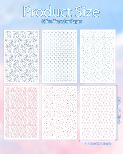 Puocaon Chinoiserie Clay Transfer Paper - Blue White Transfer Sheets for Polymer Clay Earrings Jewlery Flower Design - color: chinoiserie
