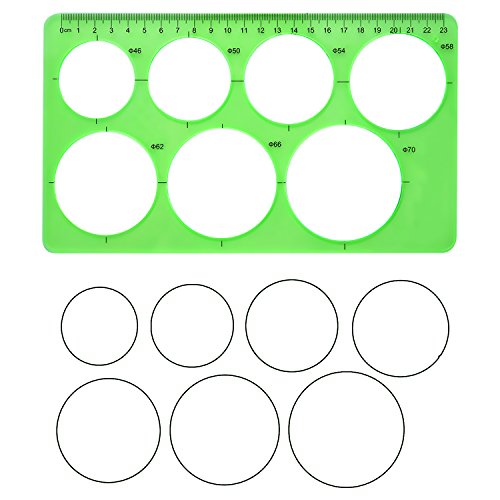 Hestya 3 Pieces Circle Template for Drawing 3 Sizes Circle Stencil Templates for Drafting Round Plastic Geometric Stencil for Office and School Building Formwork Drawings(Clear Green)
