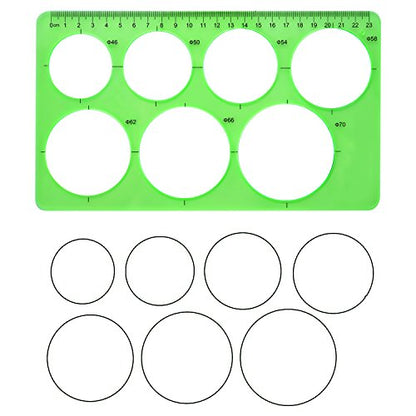 Hestya 3 Pieces Circle Template for Drawing 3 Sizes Circle Stencil Templates for Drafting Round Plastic Geometric Stencil for Office and School Building Formwork Drawings(Clear Green)