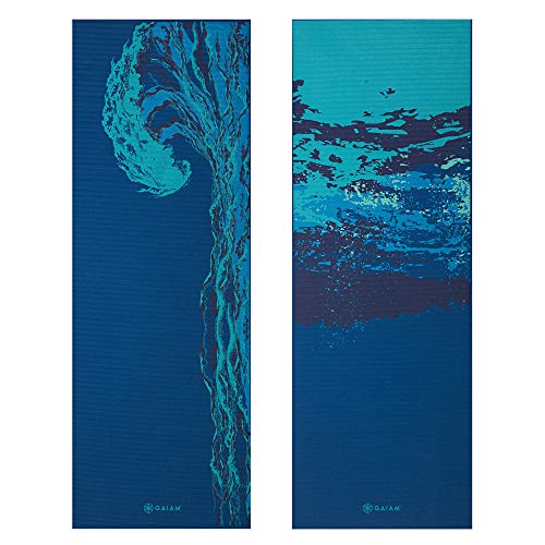 Gaiam Yoga Mat - Premium 6mm Print Reversible Extra Thick Non Slip Exercise & Fitness Mat for All Types of Yoga, Pilates & Floor Workouts (68" x 24" x 6mm Thick) - color: Peaceful Waters