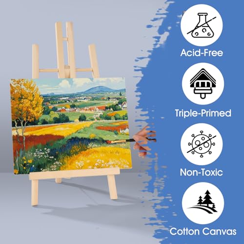 FUMILE 8x10 Canvas for Painting Stretched, 24 Pack Canvases for Painting-5/8 in Profile Primed White Blank Painting Canvas Value Pack for Oil & Acrylic Paint - size: 8x10