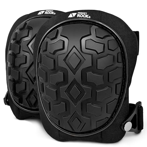 Professional Knee Pads for Work Construction with Heavy Duty Cap Foam Padding Gel Cushion Knee Pads for Men, Comfortable Adjustable Strong Strap, Military Grade Rivet for Flooring Gardening - color: Black