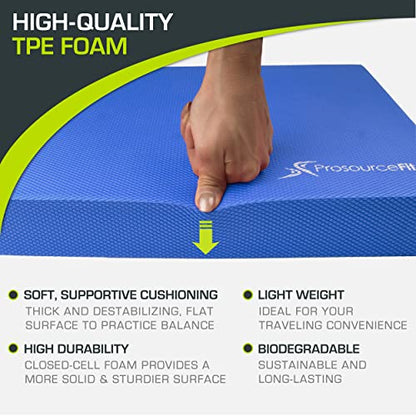 ProsourceFit Exercise Balance Pad, Non-Slip Cushioned Foam Mat & Knee Pad for Fitness and Stability Training, Yoga, Physical Therapy - color: BLUE, size: 15x12