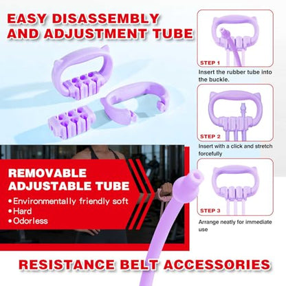 6 Gear Adjustable Resistance Bands, Fitness Resistance Bands Exercise Bands with Comfort Grips, Unisex, for Arms, Chest Extender, Home Workout, Fitness, Pilates - color: Purple