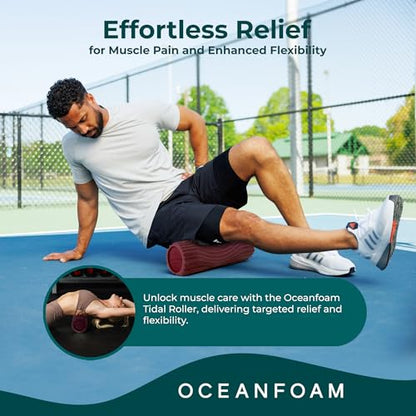 Oceanfoam Tidal Roller - Maroon - Muscle Massage Foam Roller for Back Pain & Stretching - Firm and Ergonomic Wide Wave Textured - Yoga, Athletics, & Wellness - Full Size, 20" x 5" - color: Maroon