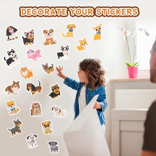 Labeol Diamond Art Kits for Kids Boys and Girls Ages 6-8-10-12 Easy to DIY Creative Diamond Art Sticker Craft by Numbers Kits for Kids and Adult Beginners (Puppy) - style: Puppy