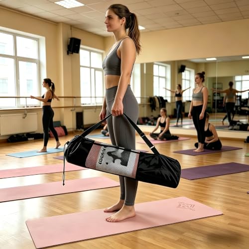 Yoga Mat Non Slip, 8mm TPE Exercise Mat with Carrying Strap, Eco Friendly Fitness Mat for Yoga Pilates Gym Workout, 72" x 24" - color: Purple + Dark Gray