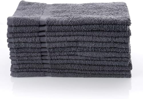 SIMPLI-MAGIC Cotton Hand Towels 16"x27" – Soft Towels for Bathroom, Kitchen, Salon & Gym (Gray), 12 Count (Pack of 12) - color: Gray, size: 16 in x 27 in (Pack of 12)