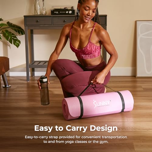 Sunny Health & Fitness Exercise Yoga Mats - Non-Slip Support for Home & Gym - color: Classic Thick Blue