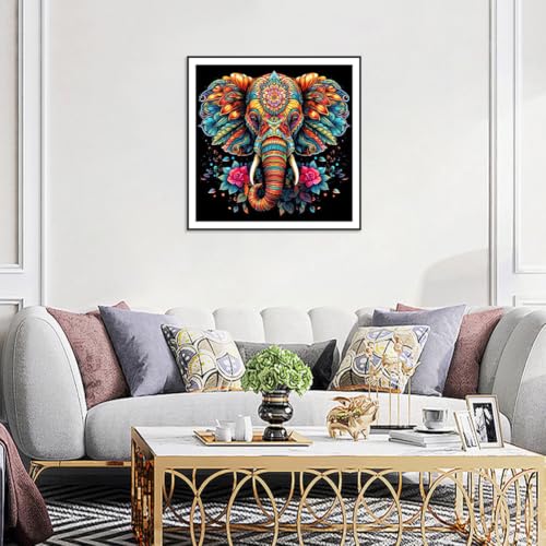 SJUTOUCI Elephant Diamond Art Kit for Adults, Diamond Painting Animal | Elephant Gem Art, Bead Art, Diamond Dots Craft, Round Full Drill, Home Decor, DIY Gift, 12x12 inch - color: Elephant