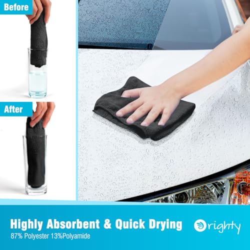 Orighty Microfiber Cleaning Cloth, Cleaning Rags, 12 Pack, 12x11 in, Black - color: Black, size: 12 Pack