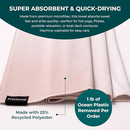 Oceanfoam Beach Towel – Lightweight, Absorbent, Quick-Drying, Sand-Resistant, Non-Slip – Ideal for Workouts, Yoga, Pilates, Beach, Pool, Boat & Travel – 25% Recycled – 72"x24" (Natural) - color: Natural