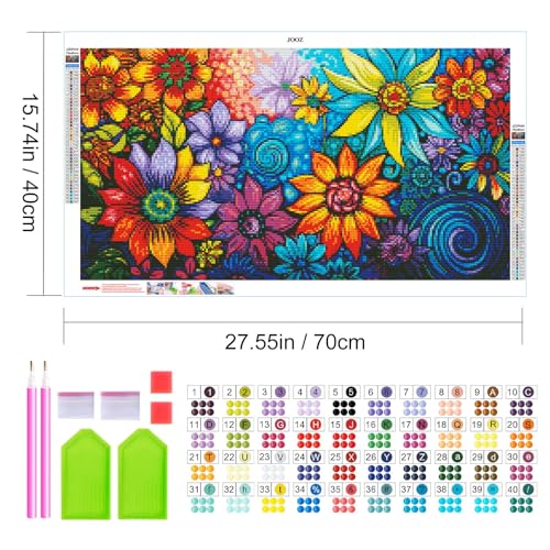 JOOZ Diamond Painting Kits for Adults - DIY 5D Large Diamond Art Kits for Adults Flowers, Full Drill Diamond Art Flowers Kit, Gem Art Kits for Home Wall Decor (27.5 X 15.7 Inch) - color: Flowers 049