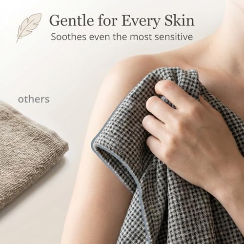 100% Linen Bath Towel 30x60-inch Waffle Weave Black-Natural Thin Quick Dry - color: Black Natural, size: Bath Towel
