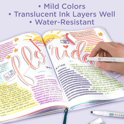 Zebra Pen MILDLINER No Bleed Highlighter, Warm Colors, Dual Tip, 5-Pack - color: Warm