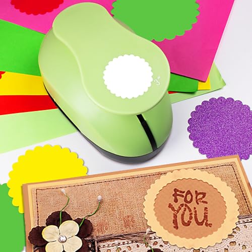 Circle Punch, 2.8 Inch Scalloped Circle Cutter, Circles Hole Punch | Circle Punches for Paper Crafts, Scalloped Circle Shaped Hole Punch, Wave Circles Paper Punch for Journal, Scrapbook Tool - style: Wave Circle Punch