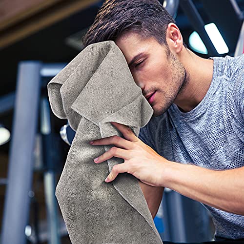 Eurow Microfiber Gym Towels, Super Absorbent & Quick Drying Sweat Towels for Fitness, Sports, Yoga, Workout, Sauna, Face & Equipment, Soft & Reusable,16x27 Inches, 6-Pack, Gray