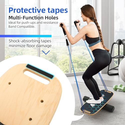 Balance Board for Adult with Adjustable Stoppers: 3 Modes Wobble Board with Roller Exercise Balancing Stability Trainer for Improve Balance Non Slip Surface - size: M, No Stand