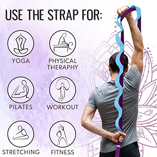 TECEUM Stretching Strap with 10 Loops for Physical Therapy & Rehab - color: Purple Blue, size: Polyсotton 1” W - 10 Loops