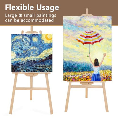 Falling in Art Adjustable Wooden Easel Stand for Painting&Display, Natural | Folding Art Easel for Display, Drawing, Wedding Sign and Poster, Suitable for Kids and Adults, Holds Up to 42" - style: Natural -1 Pack