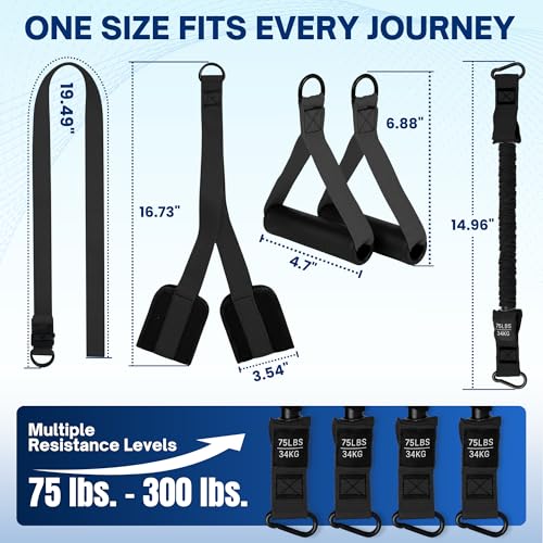 Pull Up Assistance Bands, Heavy Duty 300 lb Pull Up Bands Assistance Bands, 4 Adjustable Resistance Bands, Padded Handles, Foam Foot Cradle, Anchor Strap for Chin Ups, Dips & Strength Training - color: Black