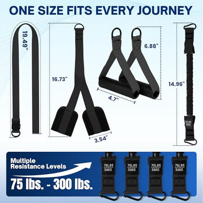 Pull Up Assistance Bands, Heavy Duty 300 lb Pull Up Bands Assistance Bands, 4 Adjustable Resistance Bands, Padded Handles, Foam Foot Cradle, Anchor Strap for Chin Ups, Dips & Strength Training - color: Black