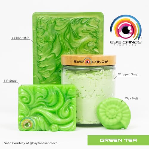 Eye Candy Pigments Premium Green Mica Powder - Green Tea (50gr) - for Epoxy, Resin, Soap, Paint, Woodworking, Acrylic Pouring, Bath Bombs, Fishing Lures - DIY Arts and Crafts Additive - color: Green Tea