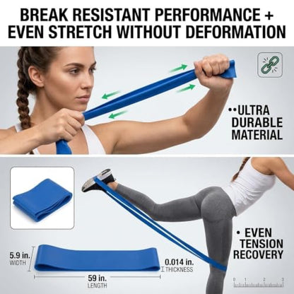 TPE Resistance Bands Flat Exercise Stretch Bands for Yoga Pilates Home Fitness Training - color: Blue