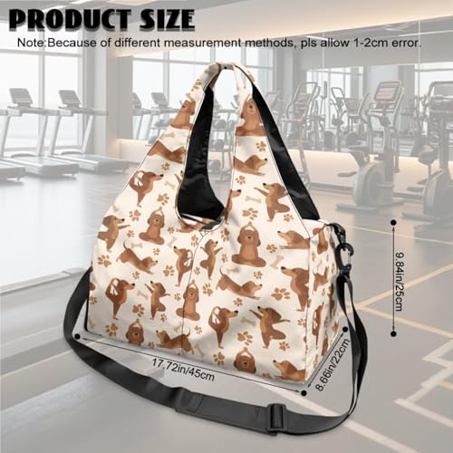 Yoga Gym Bag with Removable Adjustable Shoulder Strap, Shoe Compartment & Top Yoga Mat Holder 17.72x8.66x9.84in - color: Creative Yoga Dog Footprint Print