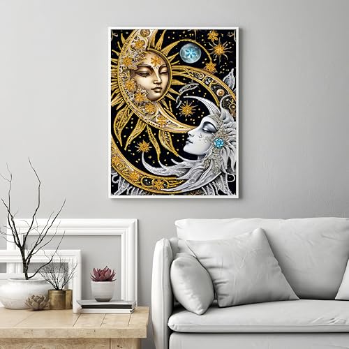 DOTSTART Diamond Art Kits for Adults,Sun and Moon Diamond Paintings Kits | Special Shaped 5D DIY Crystal Paint By Diamonds,Diamond Dot Gem Art Painting Kits,for Home Wall Art Decor 11.8X15.7Inch - color: EXZ189-1
