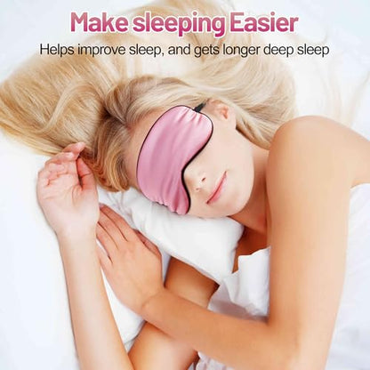 Silk Sleep Mask, Blackout Eye Mask for Sleeping with Adjustable Strap - color: Rose Pink