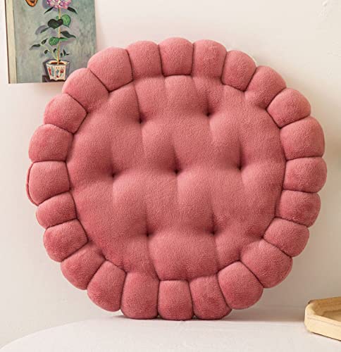 IXITON Biscuit Shaped Meditation Cushion seat Cushion Round Cookie Chair Pad Square Floor Pillow Cushion for Chair Living Room Balcony Office Sofa Yoga 16inch（40cm） (Round, Pink) - color: Pink, size: round