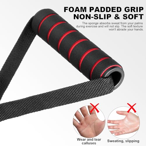 flintronic Exercise Handle, Resistance Bands Handle, Replacement Handle Attachments for Cable Machine Pulleys, Gym Handles with 2 Heavy Duty Carabiner Hooks, for Fitness Workout Gym Pilates Yoga