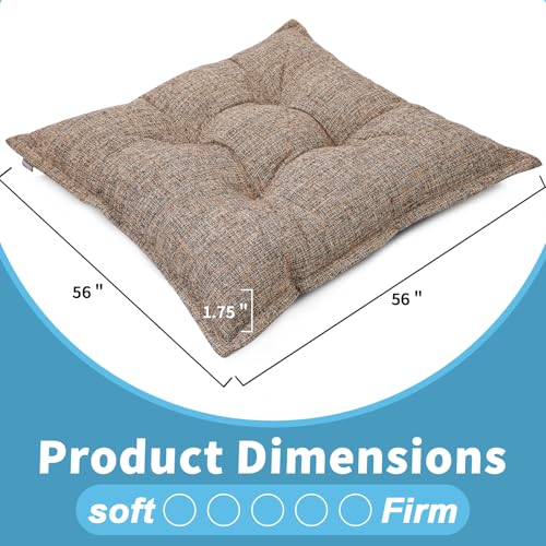 SINSOSSO Large Floor Pillow 22", Thickened Bite-Size Memory Foam Square Non-Slip Cushion for Office Back Support/Indoor Yoga/Chair Seat, Fashionable Color-blocked Fabric & Washable, Light Brown, 1 PCS - color: Light Brown