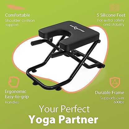 BODY RHYTHM Foldable Yoga Headstand Bench, Yoga Inversion Chair, Headstand Trainer for Relieve Stress, Improve Sleep & Digestion and Strength Training, Ideal for Home Workout, Fitness and Gym