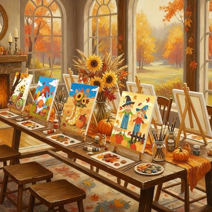 Sherr 12 Pcs Pre Drawn Canvas for Adults,Autumn Harvest,8 x 10 Inch | Pre Printed Canvas, Sip and Paint Party Canvas Painting Kit, for Holiday Painting Crafts Favor - size: 8 x 10 Inch, style: Autumn Harvest