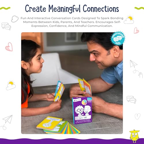 Open The Joy Let's Talk Conversation Starter Cards for Kids | 100+ Prompts & Questions to Build Emotional Intelligence, Communication, and Social Skills | Fun Family & Classroom Game | Ages 4+