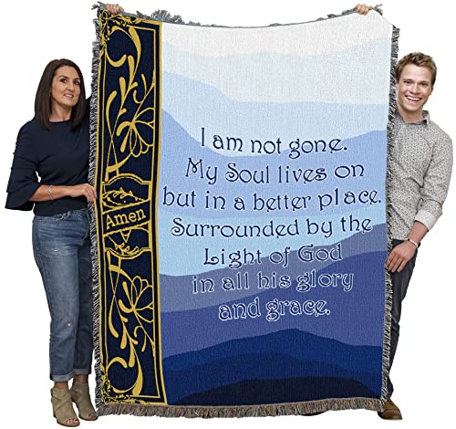 Pure Country Weavers I Am Not Gone My Soul Lives On Blanket Blue - Sympathy Bereavement Gift Tapestry Throw Woven from Cotton - Made in the USA (72x54) - color: Soul Lives Blue, size: 72" x 54"