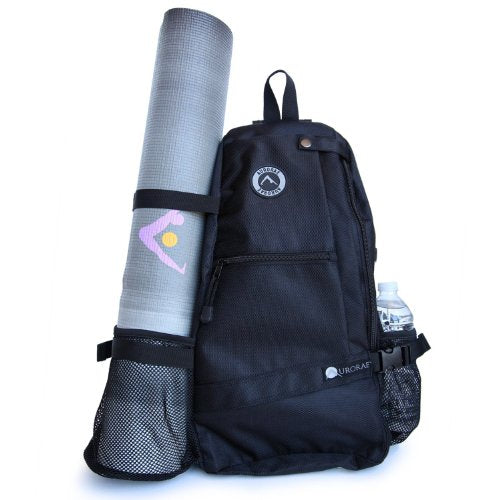 AURORAE Yoga Mat/Gym/Pickleball Cross-body Sling Back Pack. Mat sold separately - color: Ebony