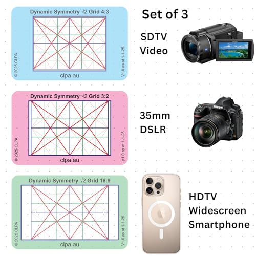 Dynamic Symmetry Root 2 Directors Viewfinder Card | Australian Designed and Made; Artist Viewfinder for Drawing and Photography; 3:2, 4:3 and 16:9 - size: Dynamic Symmetry Root 2