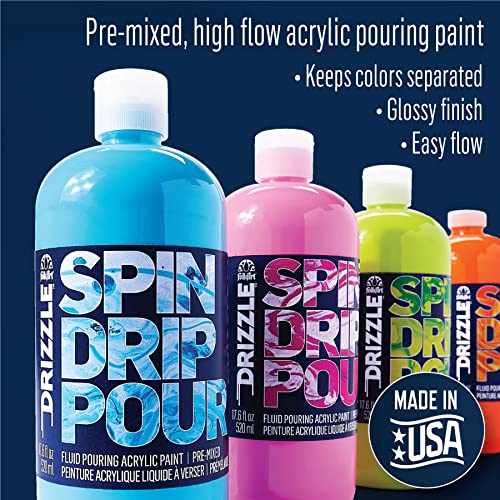 FolkArt Drizzle Pre-Mixed Acrylic Pouring Paint, Neon Pop 17.6 fl oz Premium High Gloss Finish Fluid Pouring Paint Perfect for Indoor & Outdoor Arts and Crafts Projects, 50385 - color: Neon Pop