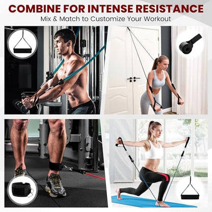 Resistance Bands Set (11-Pack) – Tube Exercise Bands with Handles, Door Anchor & Carry Bag | Home Gym Fitness Equipment for Men & Women | Strength Training, Physical Therapy & Workouts