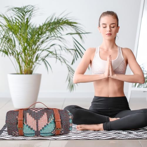 2 Set Outdoor Picnic Blanket Carry Strap 26.93 Inch PU Leather Camping Travel Rug Blanket Holder Portable Handle Bedroll Motorcycle Yoga Mat Roll Carrier with Adjustable Belt - style: 2 colors