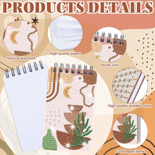 Fuyoooo 12 Pcs Boho Diamond Art Notebook Kits for Adults, 4.72 x 2.83 Inch | Boho Diamond Art Notebook, Rustic DIY Cover Notebook Diamond Painting for Beginners, 5d Journal Art Notepad Accessories - style: Boho