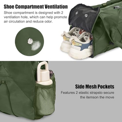 Forestfish Gym Bag For Women With Yoga Mat Holder, Army Green - color: Army Green