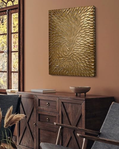 NANKAI Art Dark gold thick texture abstract oil painting hand-painted 3D wall art 40x28 inch canvas wall art Deco painting - color: NKHB247