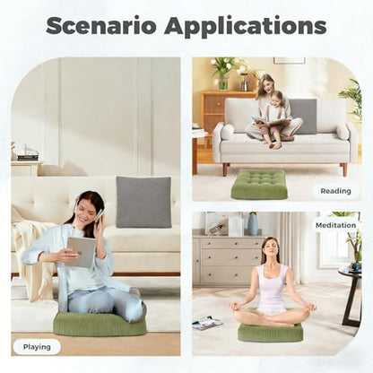 Beige Square Floor Sitting Cushions with Handle, 2 Pcs, 18x18 Inch - color: Beige