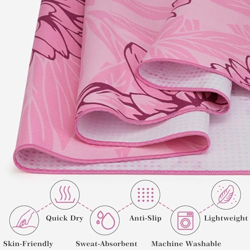 Yoga Towel Hot Yoga Towel with Corner Pockets, 74 x 26 inch, Pink - color: Pink, size: 74×26 in