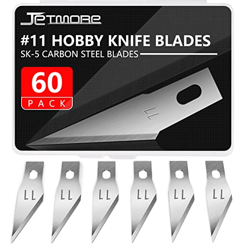 JETMORE 60 Pack Exacto Knife Blades 11, Craft Knife Blades Replacement Set | Hobby knife blades suit art, carving and scrapbooking, Exacto blades refills cut paper, stencils and models with control - size: 60 Pack