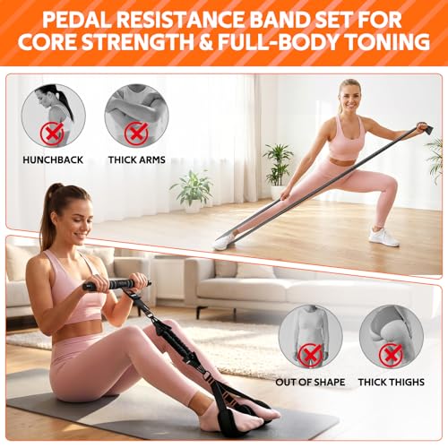 2026 Upgraded Pedal Resistance Bands with Handles - color: Black